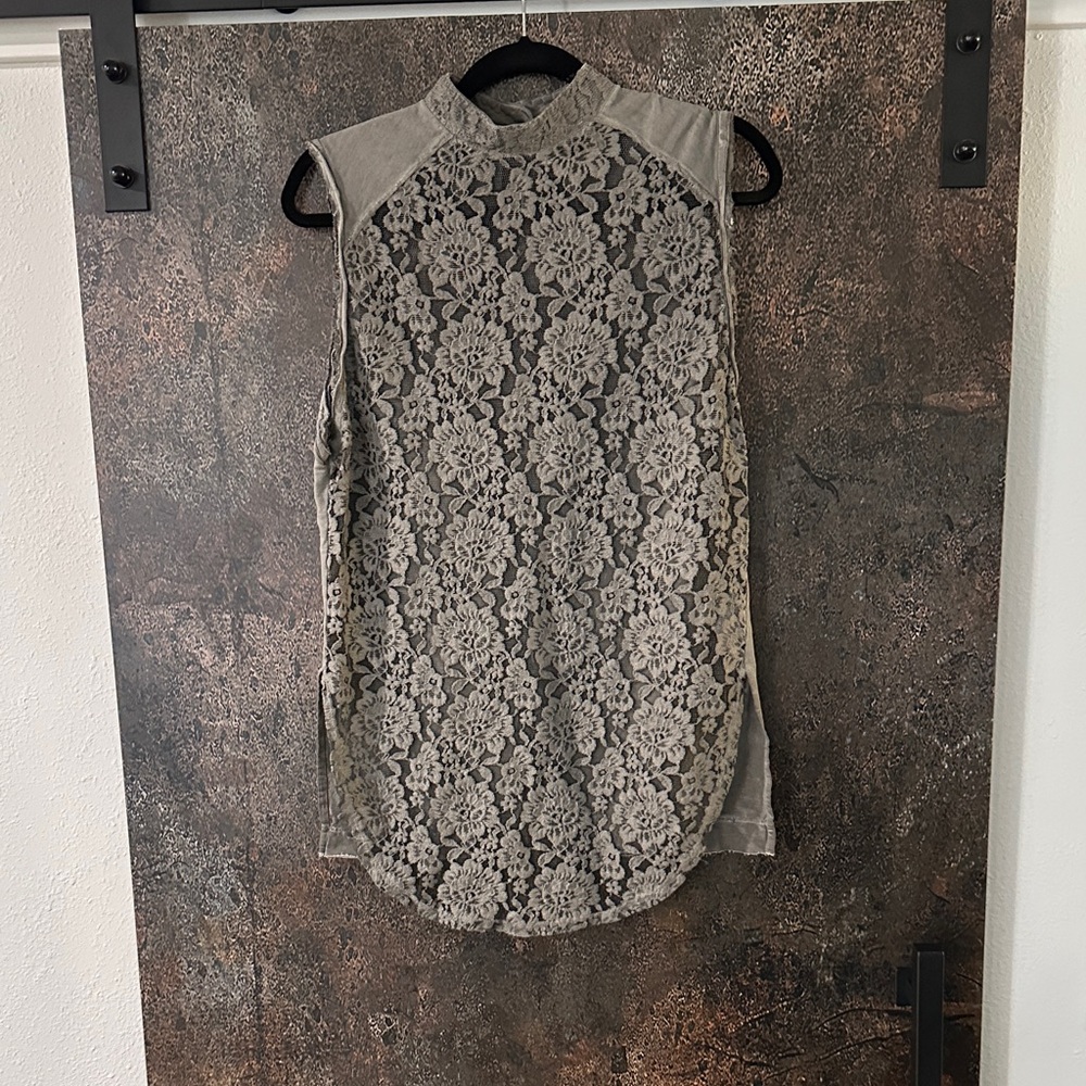 Diesel Elegant Lace Sleeveless Top - Gray size S